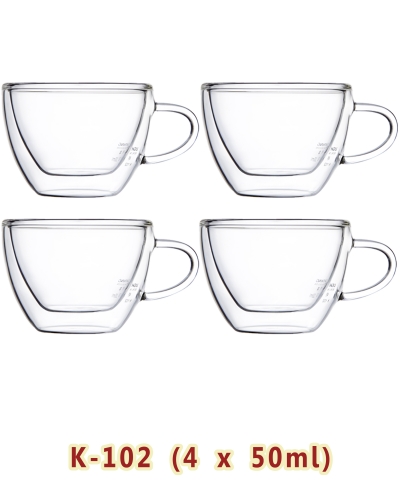 JNSMFC Tasses à café en verre à double paroi avec 4 cuillères,4pcs 250 ml  de tasses à café en verre isolées avec poignée,Tasses à café transparent  pour cappuccino,expresso,latte,thé : : Cuisine et
