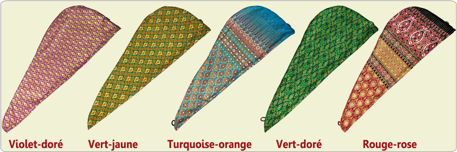 Le bonnet de soin capillaire se décline en différent coloris, réalisés en tissus traditionnels thaïlandais. Pour commander un coloris précis, utilisez le sélecteur "Coloris" situé juste en-dessous du prix de l'article.