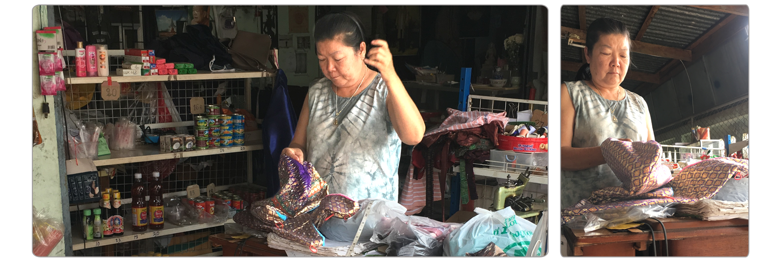 Hair mask cap hand-made by Junthana & her friend in Udon Thani.