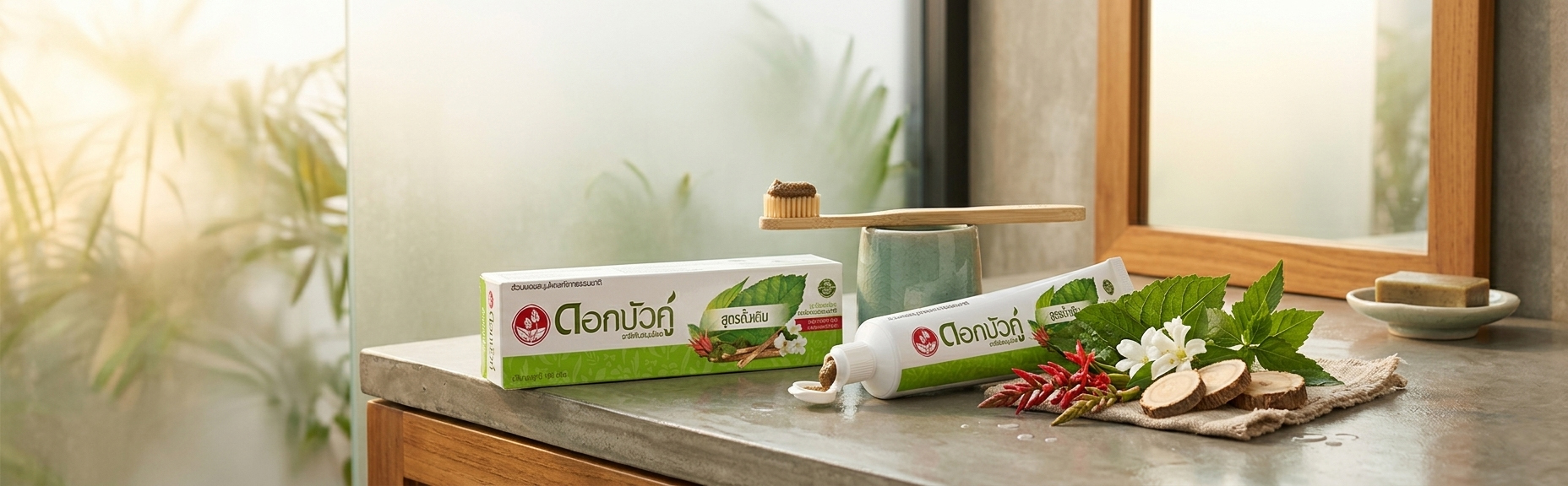 Routine quotidienne avec dentifrice aux plantes de Thaïlande