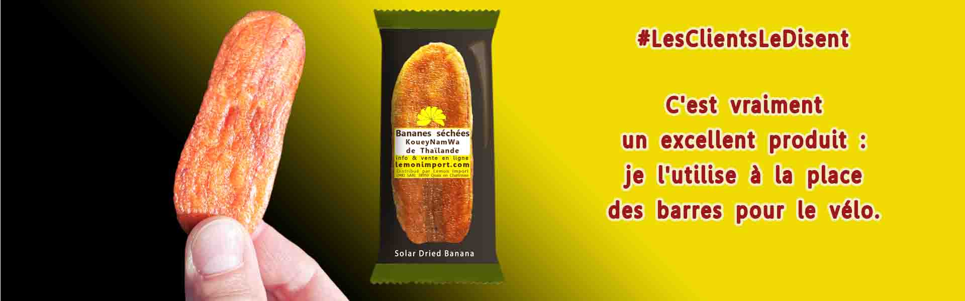 Bananes séchées KoueyNamWa : #LesClientsLeDisent : c'est vraiment un excellent produit. Je l'utilise à la place des barres pour le vélo.